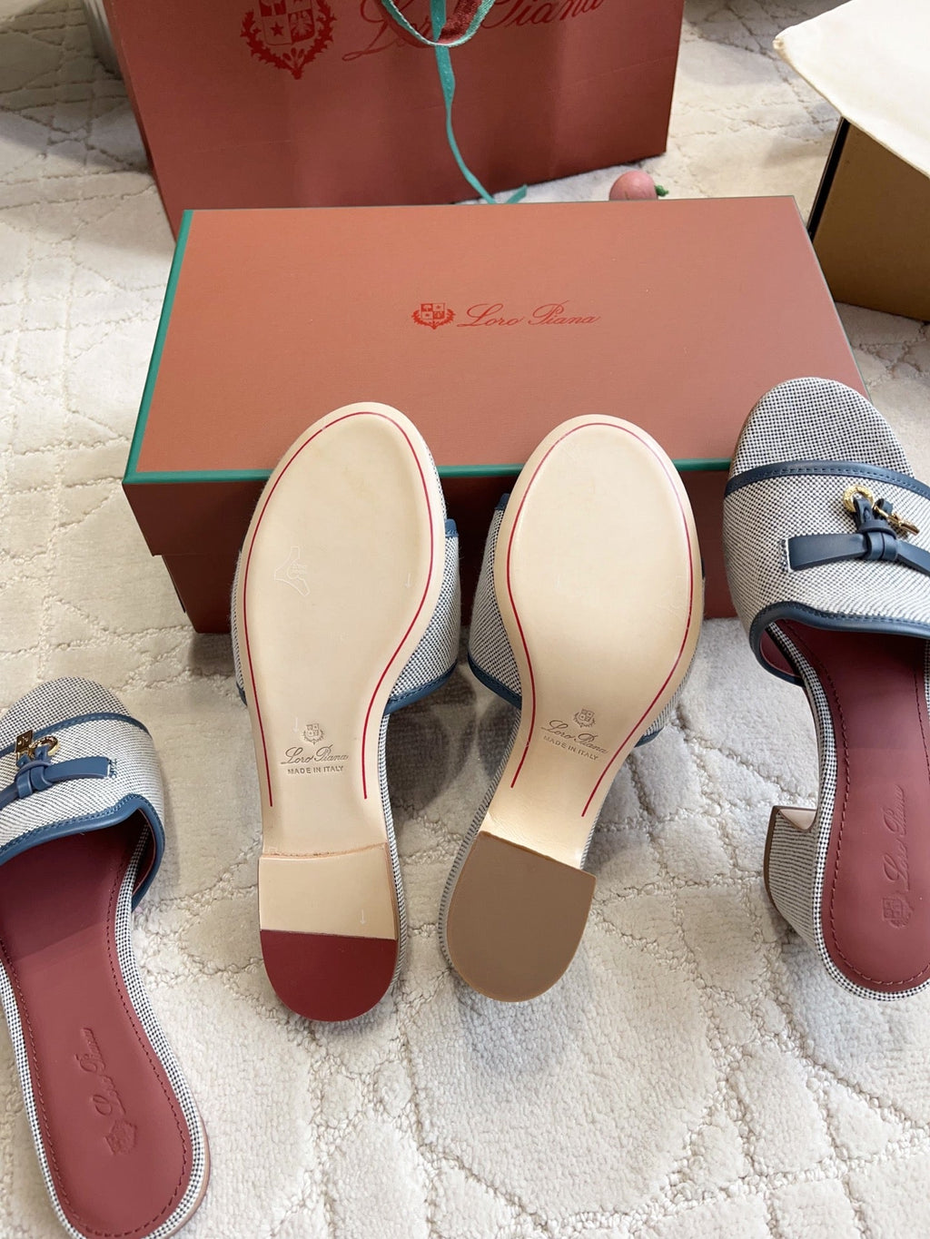 LP 26S HIGH HEEL SANDALS IN WHITE CANVAS AND NAVY CALFSKIN