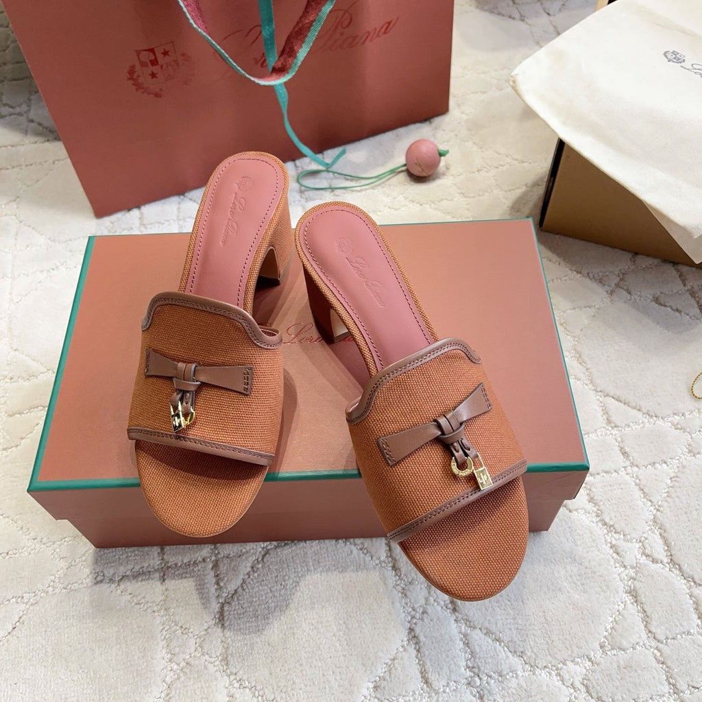 LP 26S HIGH HEEL SANDALS IN BRICK ORANGE CANVAS AND CALFSKIN