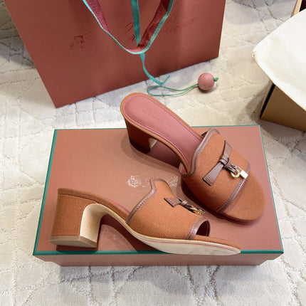 LP 26S HIGH HEEL SANDALS IN BRICK ORANGE CANVAS AND CALFSKIN