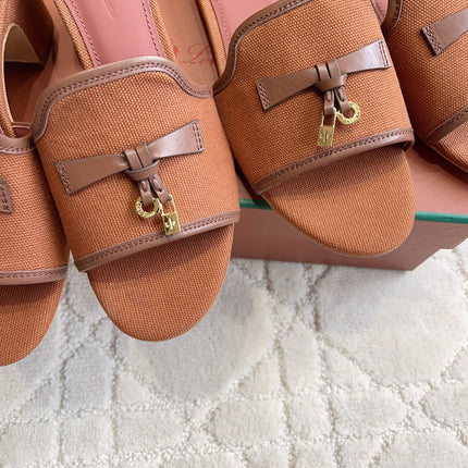 LP 26S HIGH HEEL SANDALS IN BRICK ORANGE CANVAS AND CALFSKIN