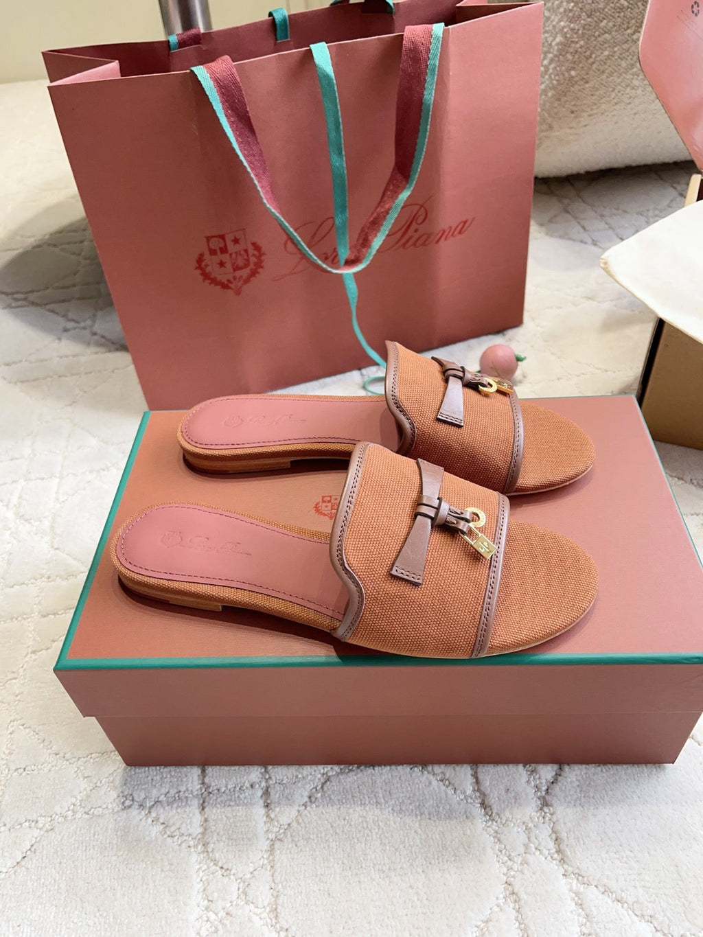 LP 26S SLIDES IN BRICK ORANGE CANVAS AND CALFSKIN