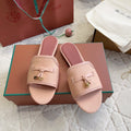 LP 26S SLIDES IN BLUSH PINK CANVAS AND CALFSKIN