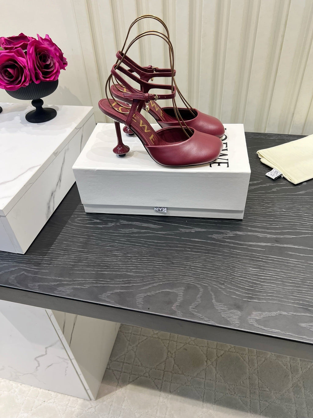 LOEWE 26S HIGH HEELS 60 MM IN RED CALFSKIN