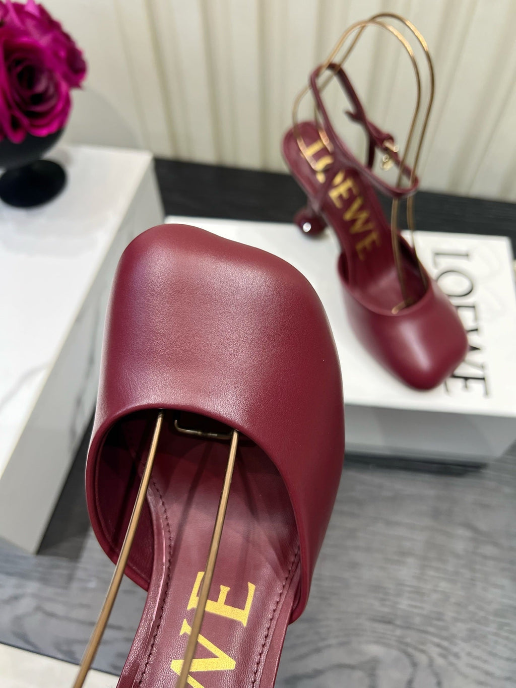 LOEWE 26S HIGH HEELS 60 MM IN RED CALFSKIN