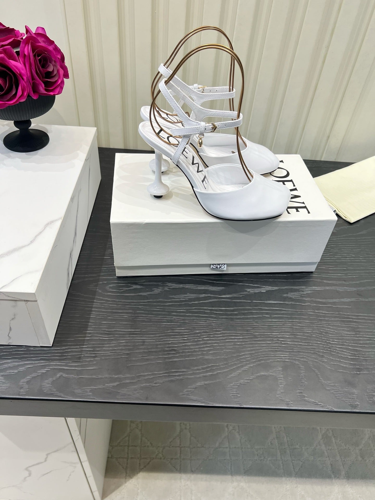 LOEWE 26S HIGH HEELS 60 MM IN WHITE CALFSKIN