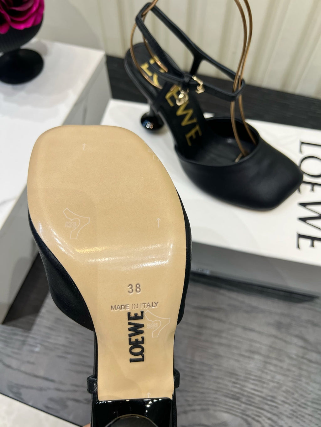LOEWE 26S HIGH HEELS 60 MM IN BLACK CALFSKIN