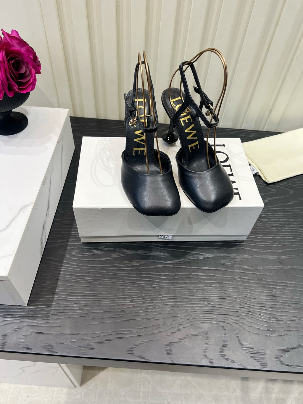 LOEWE 26S HIGH HEELS 60 MM IN BLACK CALFSKIN