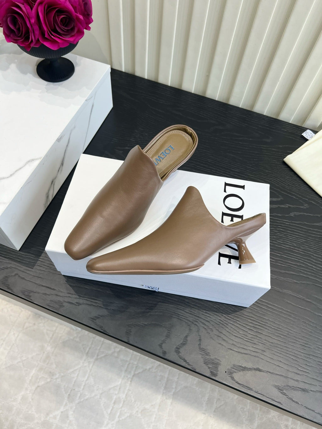 LOEWE 26S HEELED MULES IN BLOWN CALFSKIN