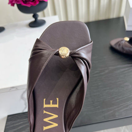 LOEWE 26S SANDALS IN BROWN LAMBSKIN