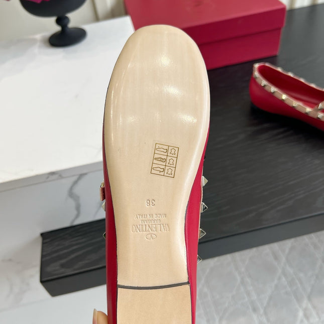 VALENTINO 26S STUD-EMBELLISHED MARY JANE IN RED CALFSKIN