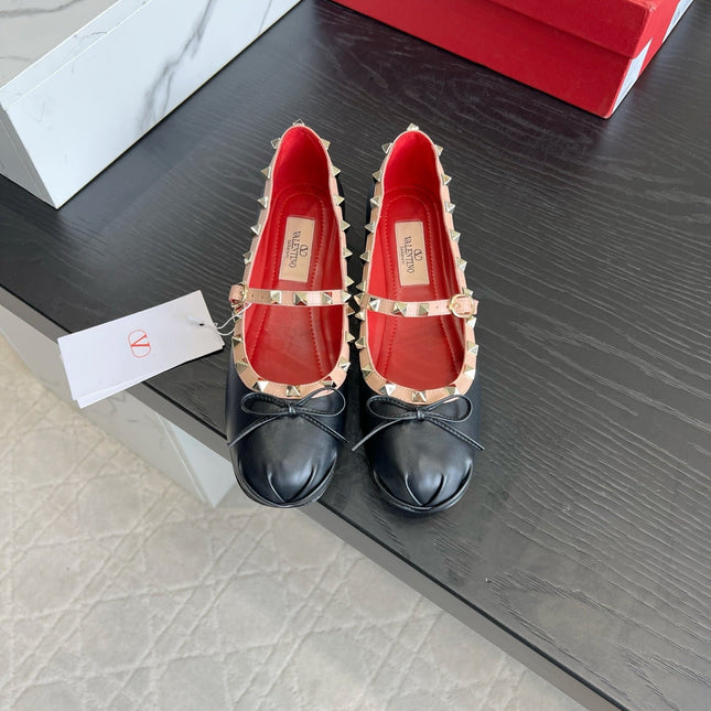 VALENTINO 26S STUD-EMBELLISHED MARY JANE IN BLACK CALFSKIN