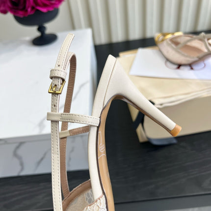 VALENTINO 26S SLINGBACKS 75 MM IN IVORY FABRIC LACE