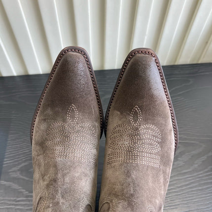 CELINE 26S COWBOY BOOTS IN DARK BROWN SUEDE POINTED TOE