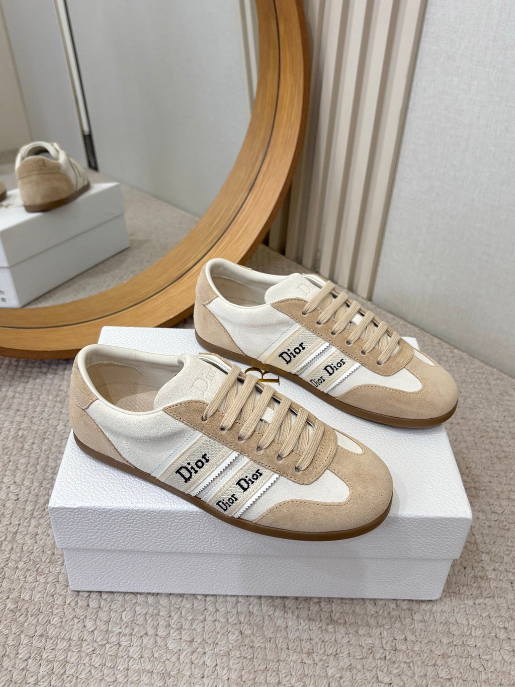 DIOR 26S SNEAKERS IN BEIGE MIX WHITE SUEDE