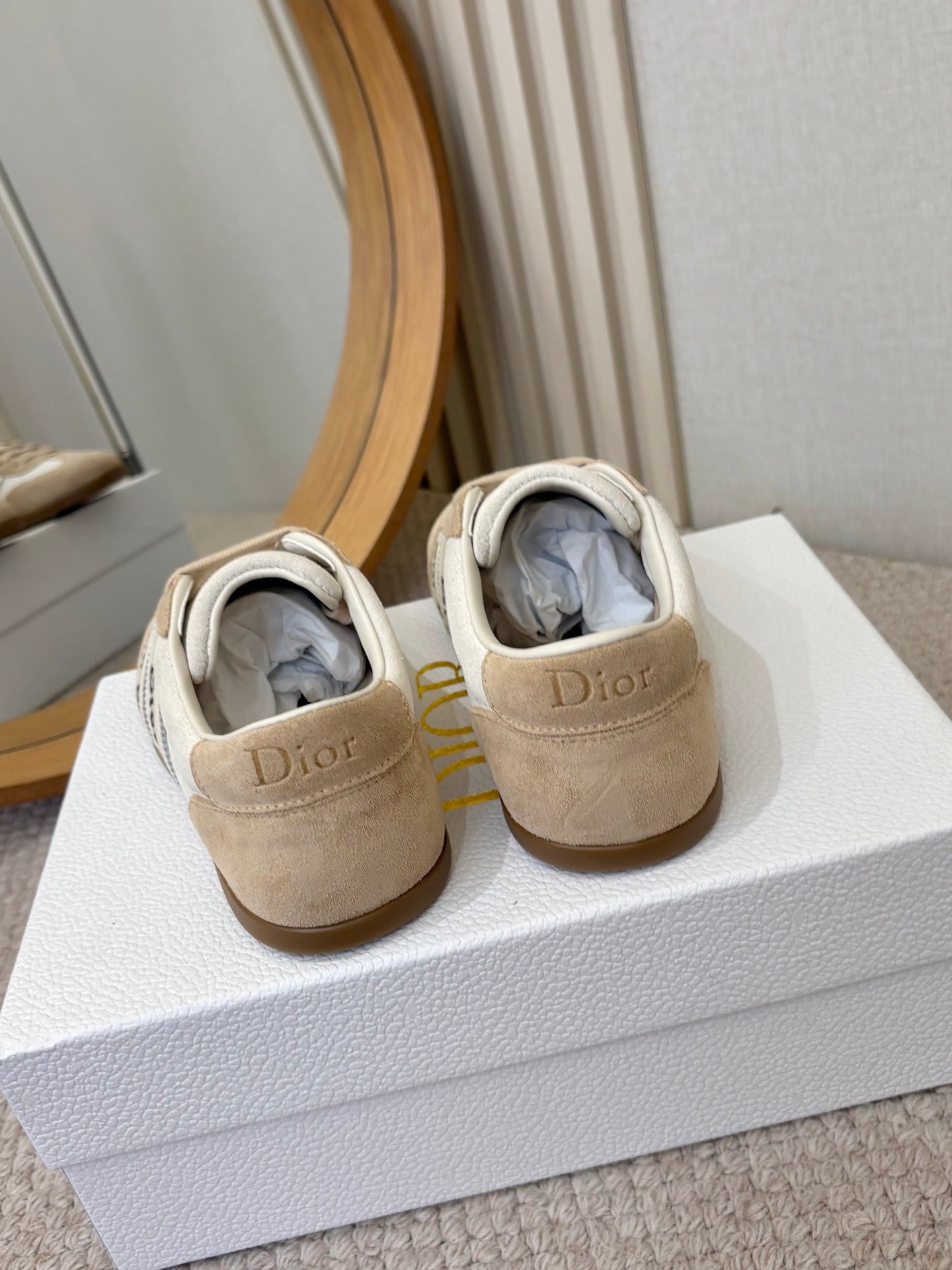 DIOR 26S SNEAKERS IN BEIGE MIX WHITE SUEDE