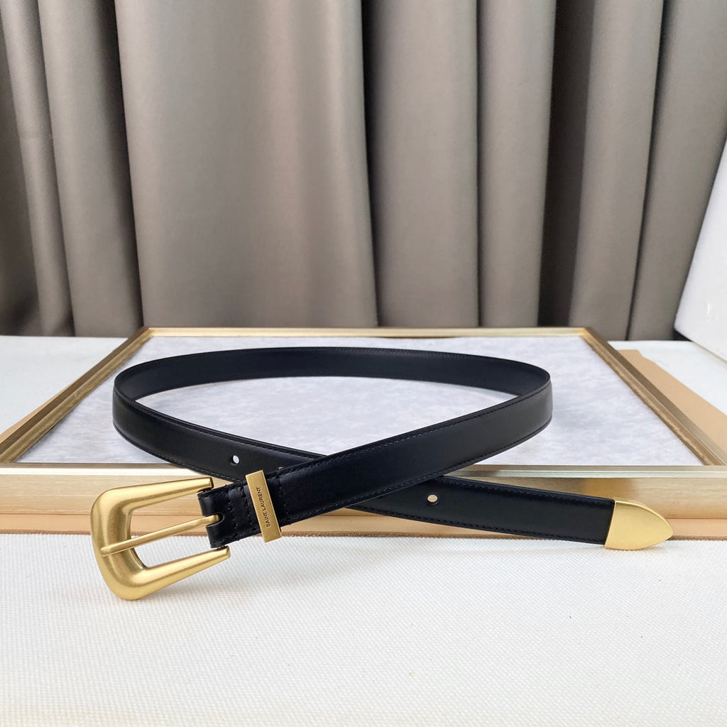 YSL 25S BELT 25 MM IN BLACK CALFSKIN 567661