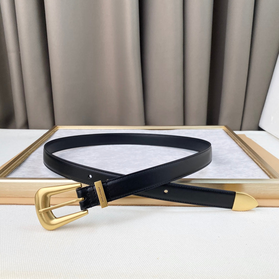 YSL 25S BELT 25 MM IN BLACK CALFSKIN 567661