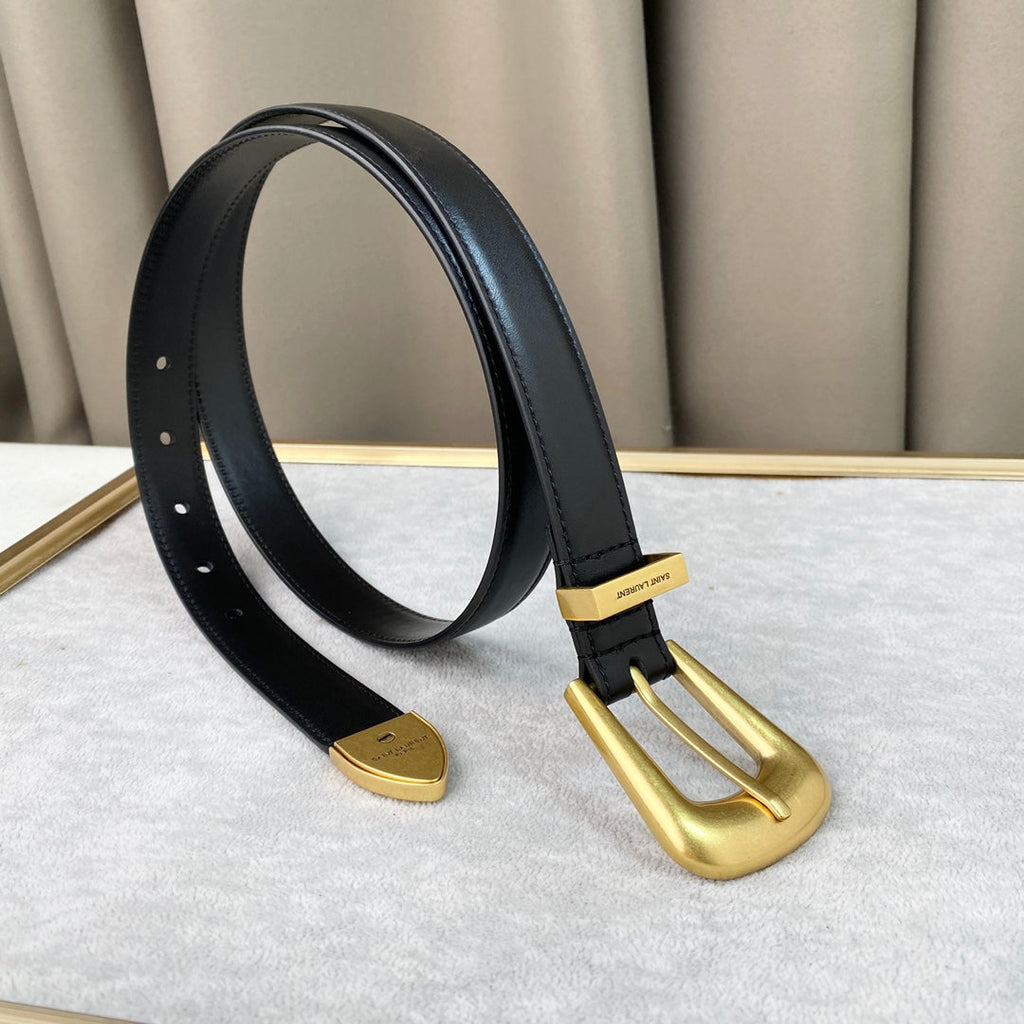 YSL 25S BELT 25 MM IN BLACK CALFSKIN 567661