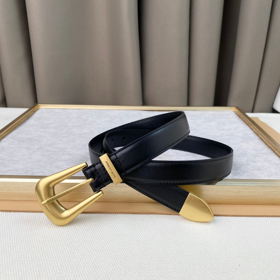 YSL 25S BELT 25 MM IN BLACK CALFSKIN 567661