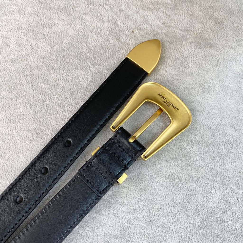 YSL 25S BELT 25 MM IN BLACK CALFSKIN 567661