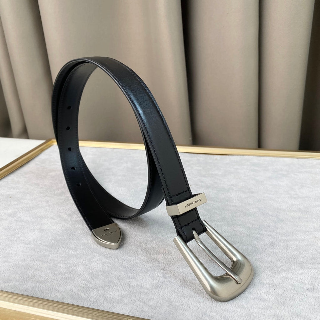 YSL 25S BELT 25 MM IN BLACK CALFSKIN 567660