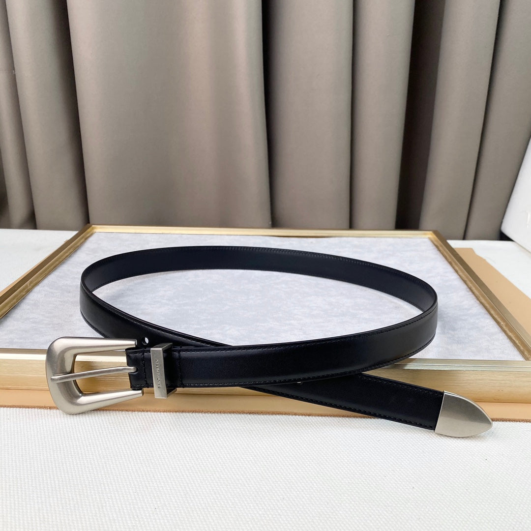 YSL 25S BELT 25 MM IN BLACK CALFSKIN 567660