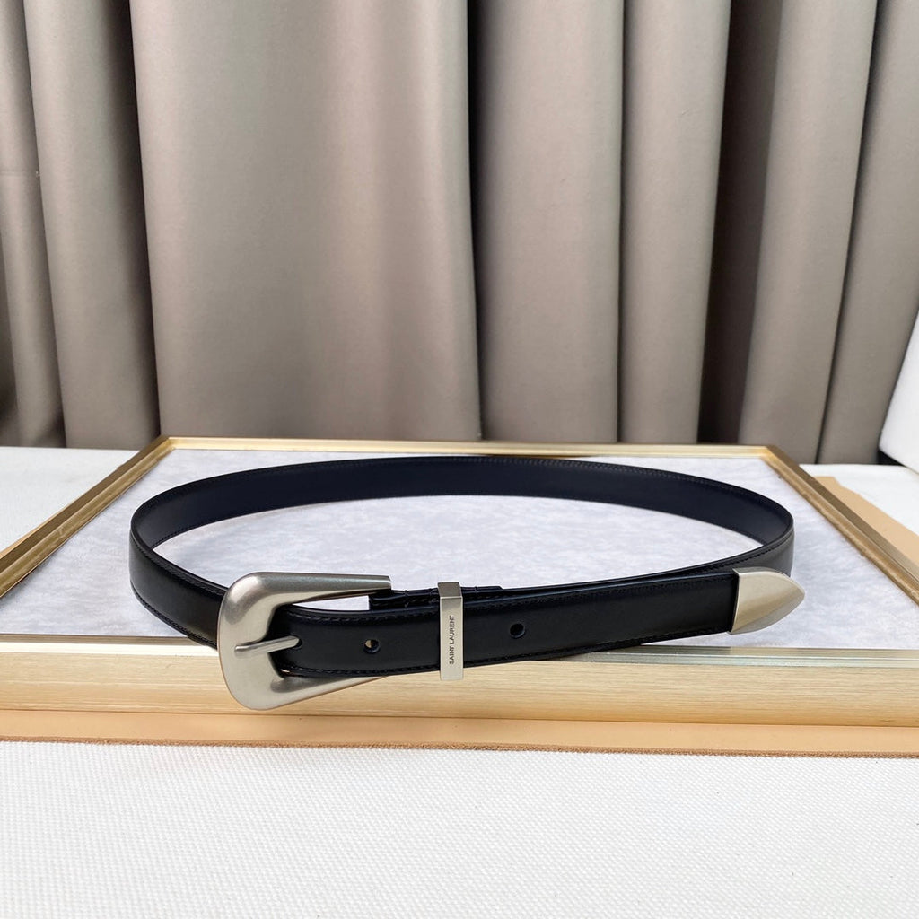 YSL 25S BELT 25 MM IN BLACK CALFSKIN 567660