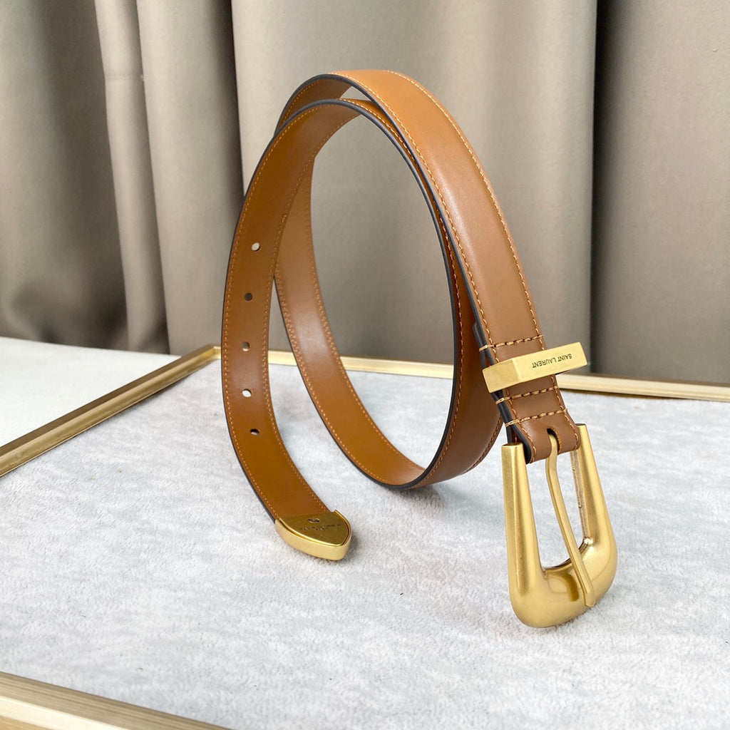 YSL 25S BELT 25 MM IN BROWN CALFSKIN 567656
