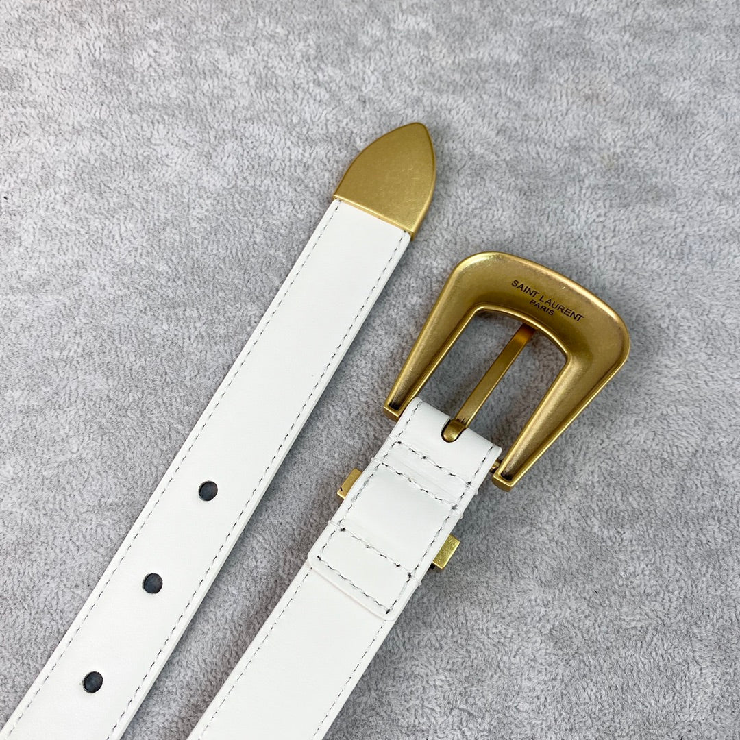 YSL 25S BELT 25 MM IN WHITE CALFSKIN 567658