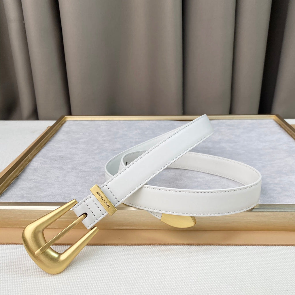 YSL 25S BELT 25 MM IN WHITE CALFSKIN 567658