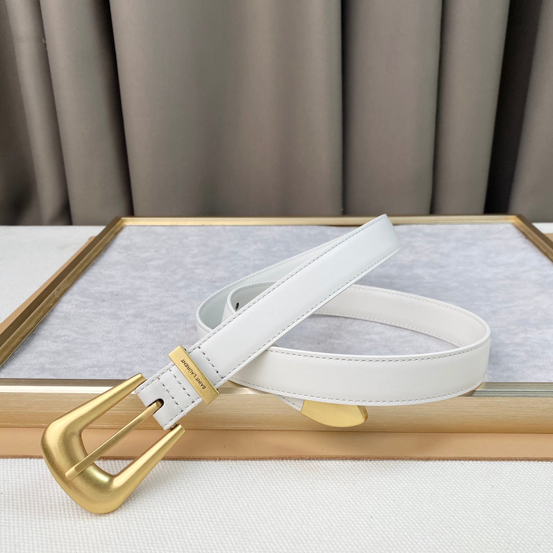 YSL 25S BELT 25 MM IN WHITE CALFSKIN 567658