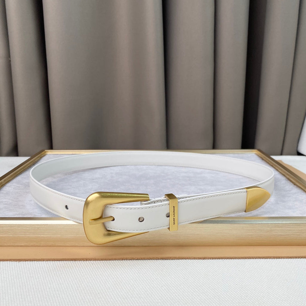 YSL 25S BELT 25 MM IN WHITE CALFSKIN 567658