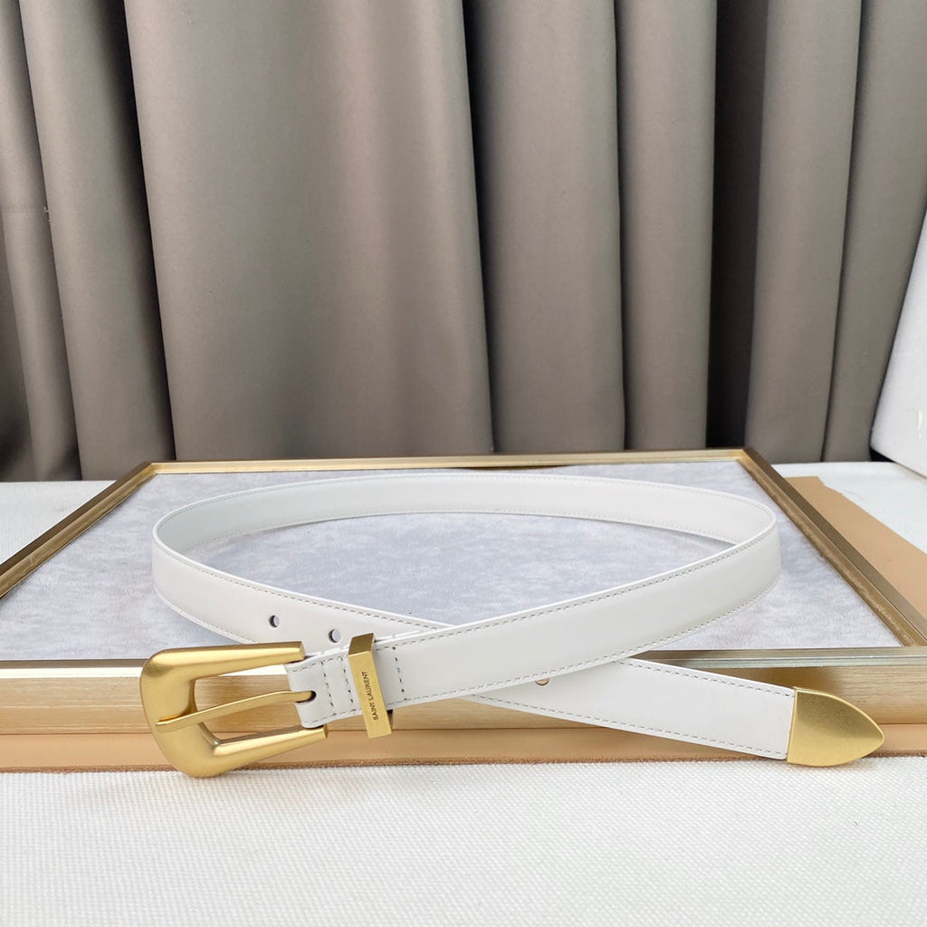 YSL 25S BELT 25 MM IN WHITE CALFSKIN 567658