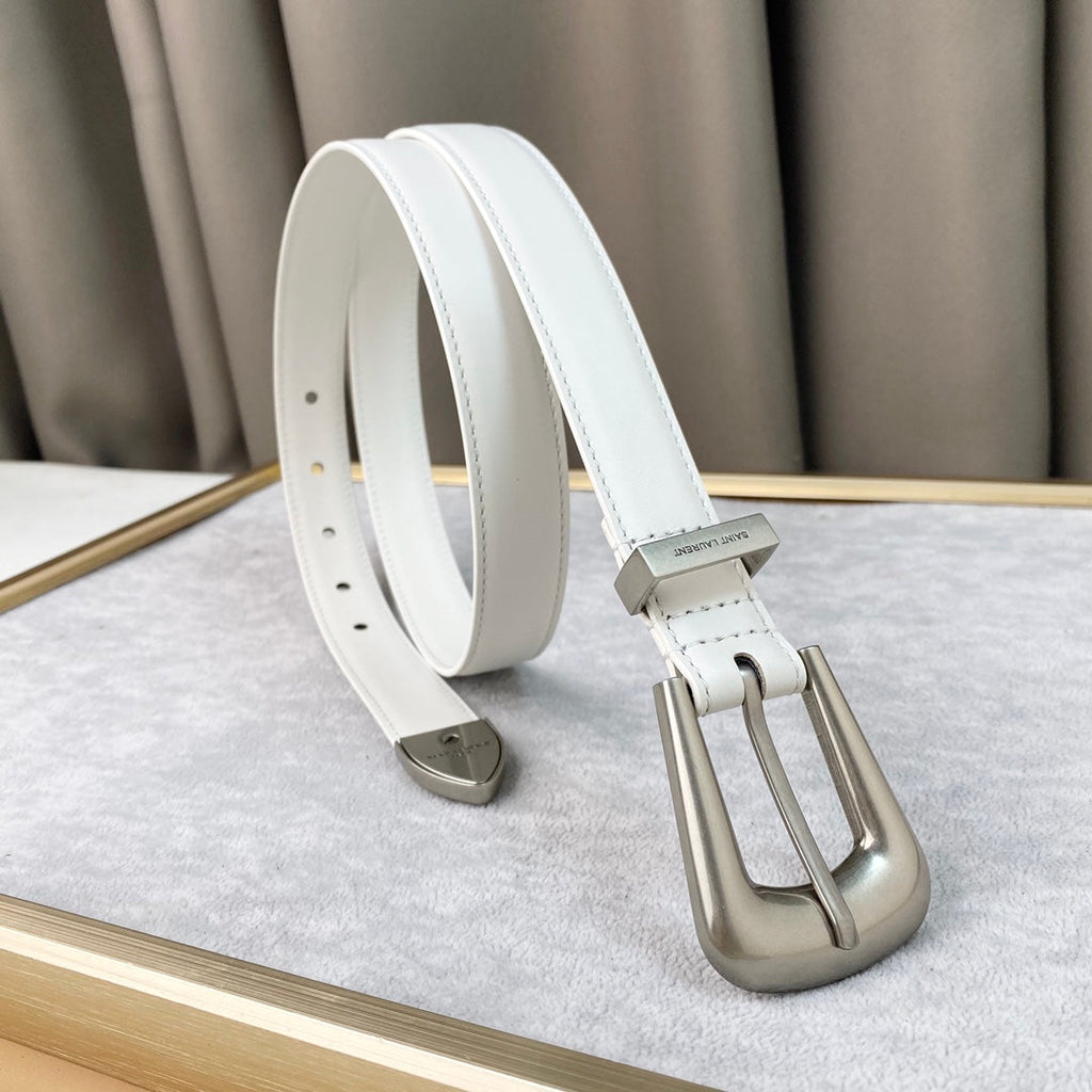 YSL 25S BELT 25 MM IN WHITE CALFSKIN 567659