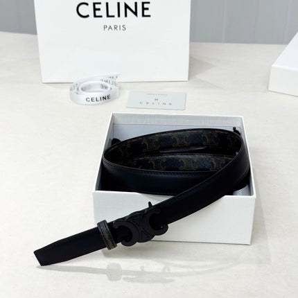 CELINE 26S BELT 25 MM IN BLACK CALFSKIN 654840