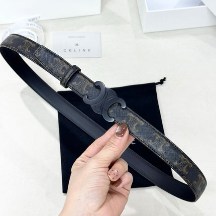 CELINE 26S BELT 25 MM IN BLACK CALFSKIN 654840