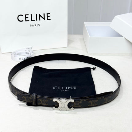 CELINE 26S BELT 25 MM IN BLACK CALFSKIN 654842