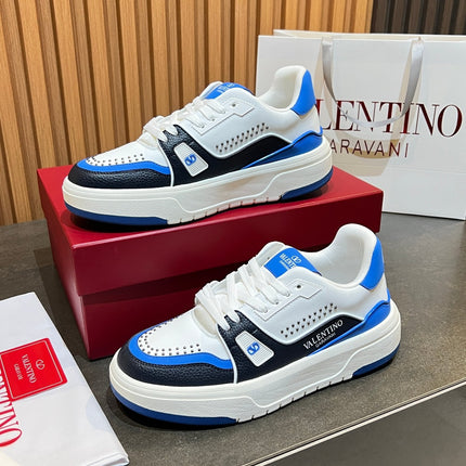 VALENTINO 26S ONESTUD SNEAKERS IN WHITE MIX BLUE CALFSKIN
