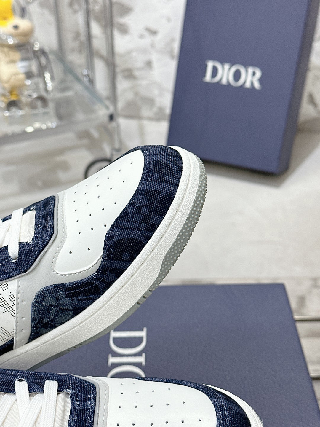 CD OBIQUE SNEAKERS IN WHITE MIX NAVY CALFSKIN
