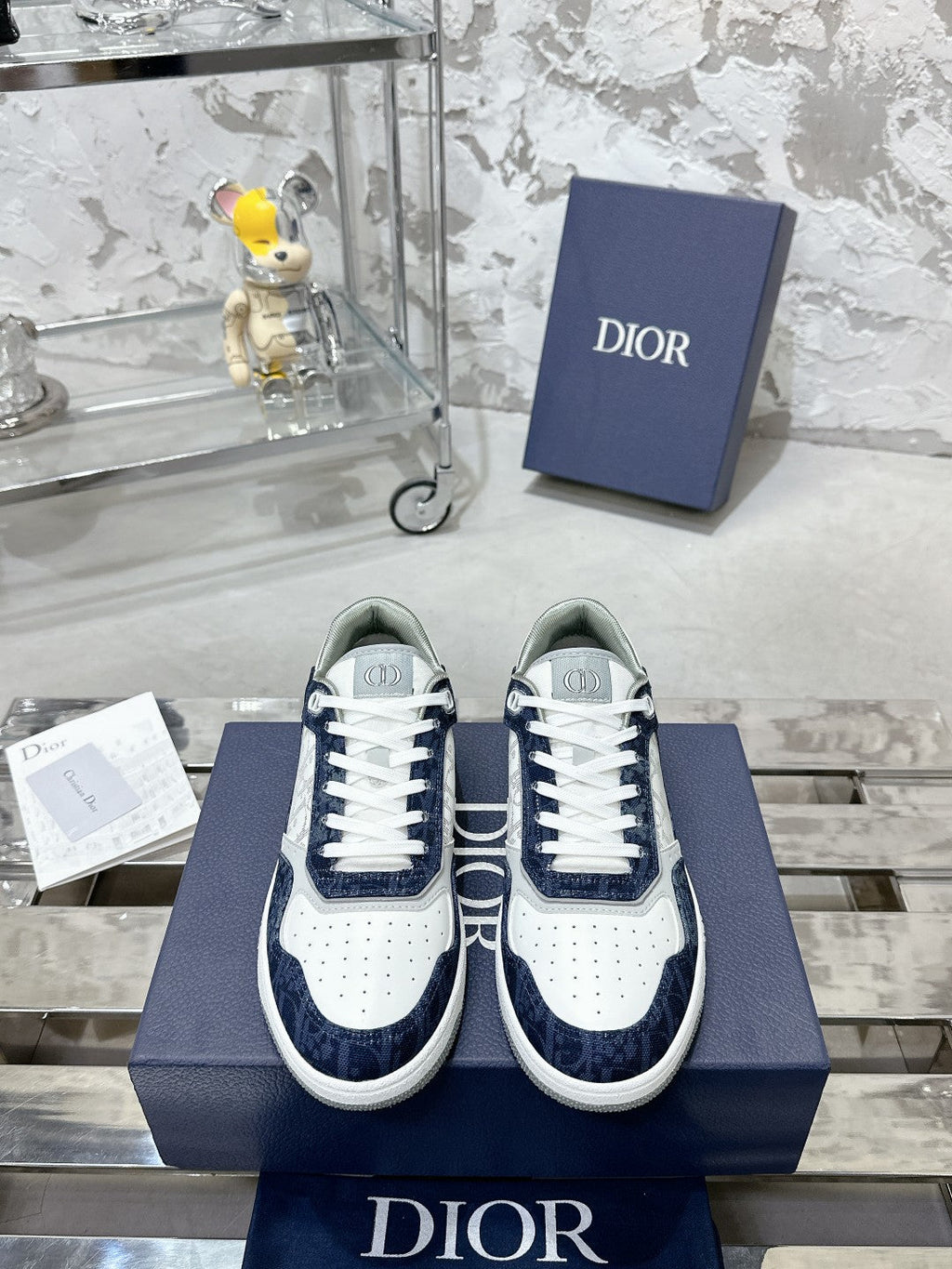 CD OBIQUE SNEAKERS IN WHITE MIX NAVY CALFSKIN