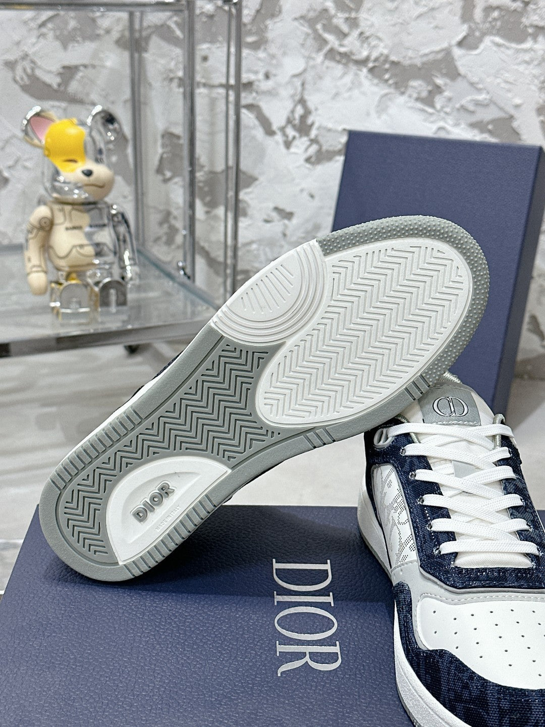 CD OBIQUE SNEAKERS IN WHITE MIX NAVY CALFSKIN