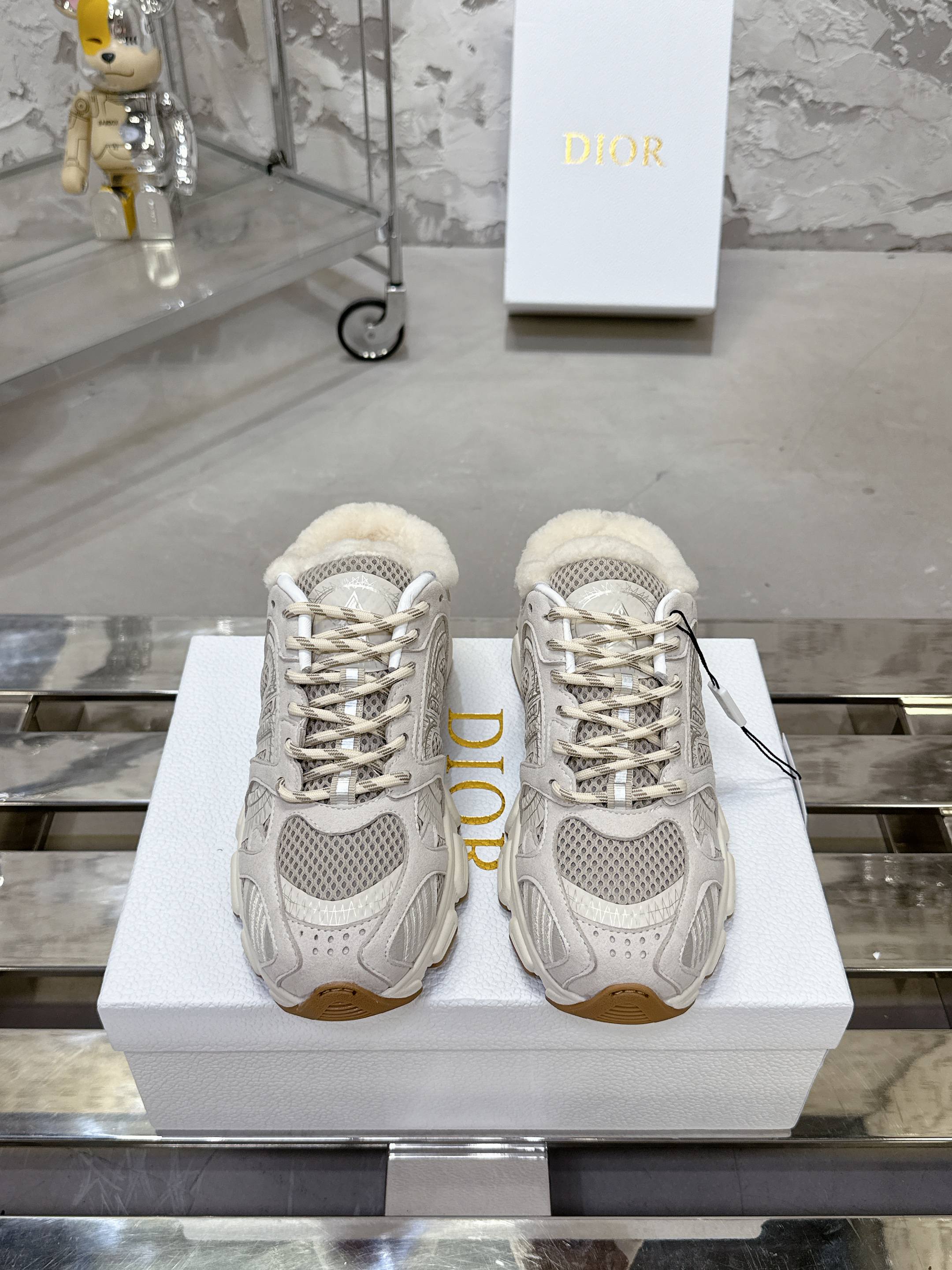 CHRONO SNEAKER IN WHITE MIX GREY LAMBSKIN AND MESH FABRIC