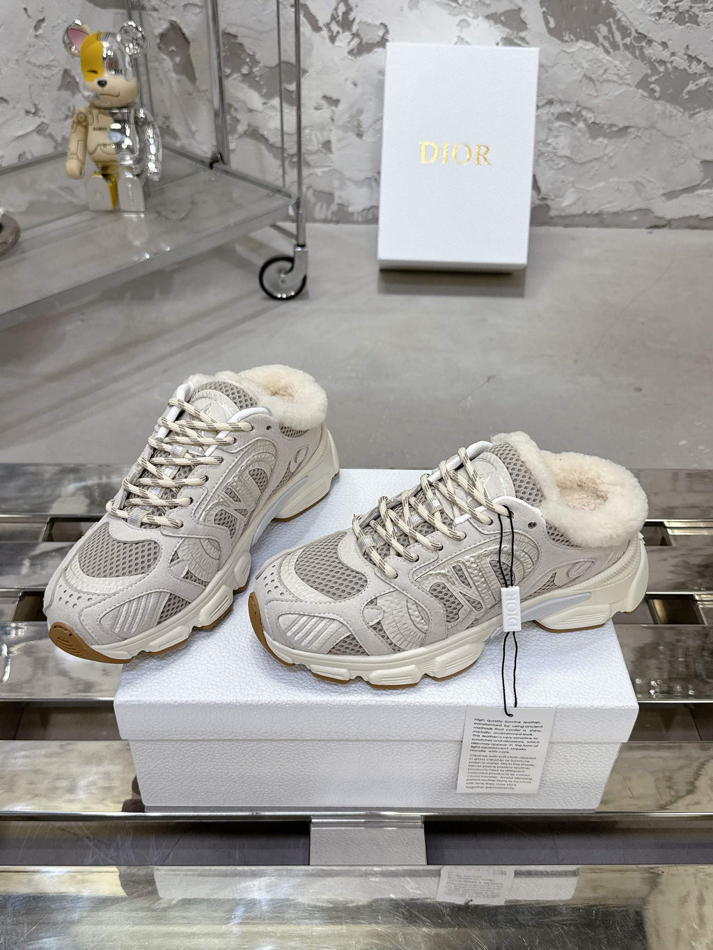 CHRONO SNEAKER IN WHITE MIX GREY LAMBSKIN AND MESH FABRIC