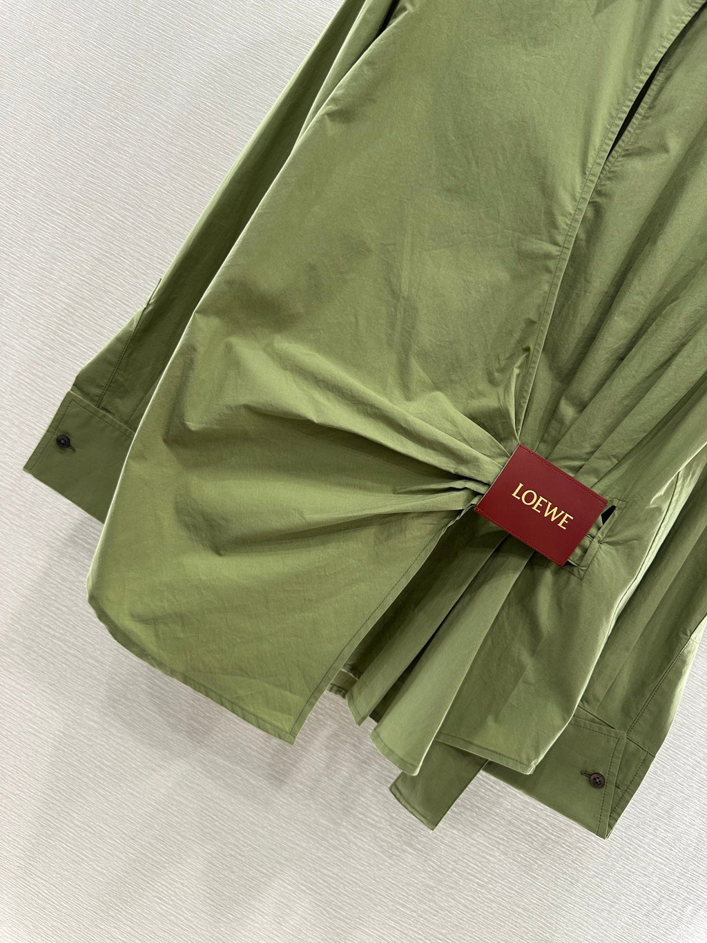 LOEWE GREEN LONG SLEEVE SHIRT WITH PLEATED WAIST