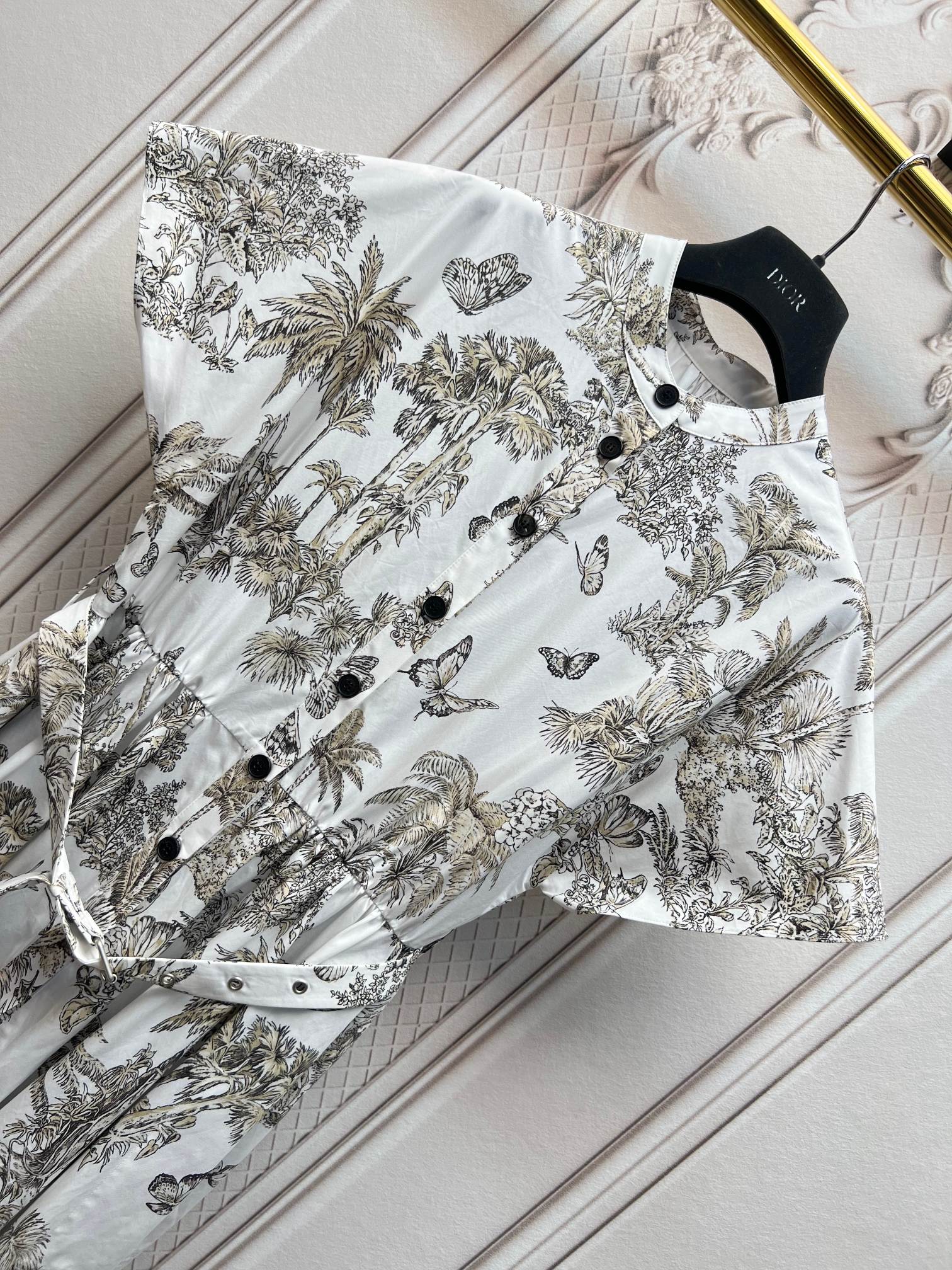 DIOR 25S PRINTED COTTON-SILK DRESS 735