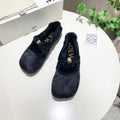 LOEWE 26S BALLET FLATS IN BLACK SHEARLING