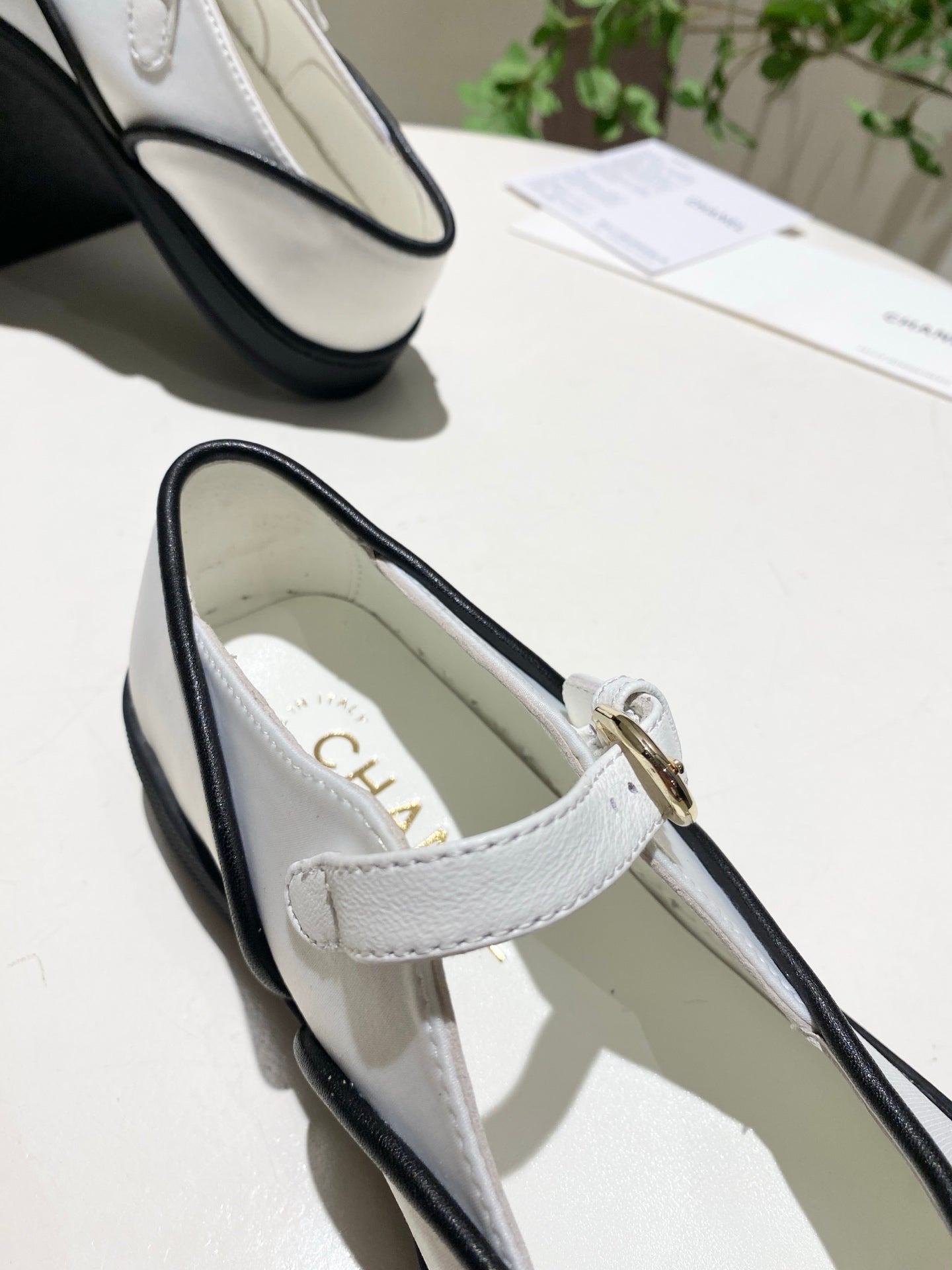 CHANEL 26S MARY JANE FLAT IN BLACK MIX WHITE FABRIC AND LAMBSKIN
