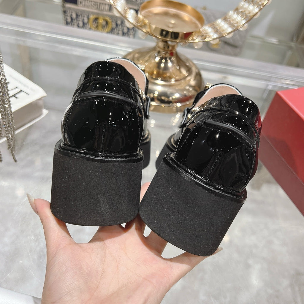 VIV' RANGERS LOAFERS IN BLACK PATENT CALFSKIN CRYSTAL BUCKLE