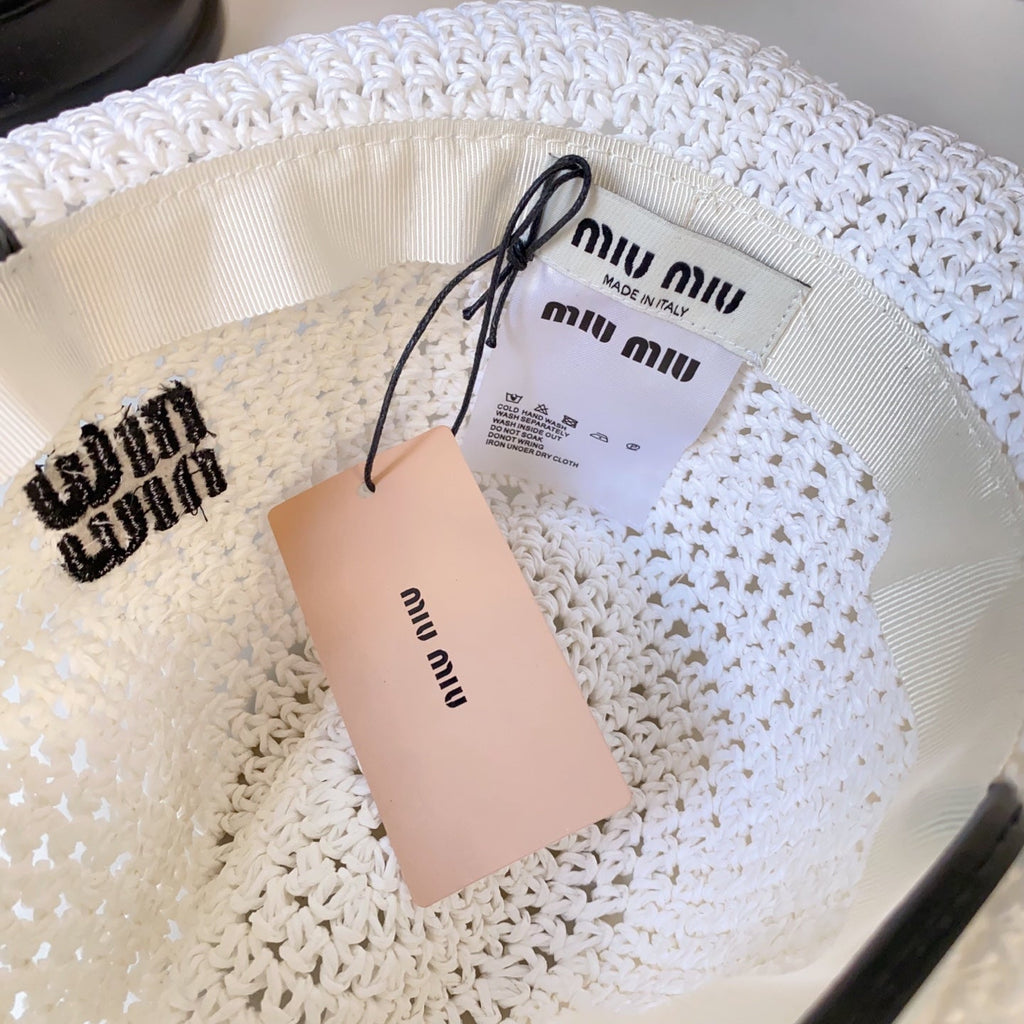 MIUMIU 26S CROCHET STRAW HAT 342172