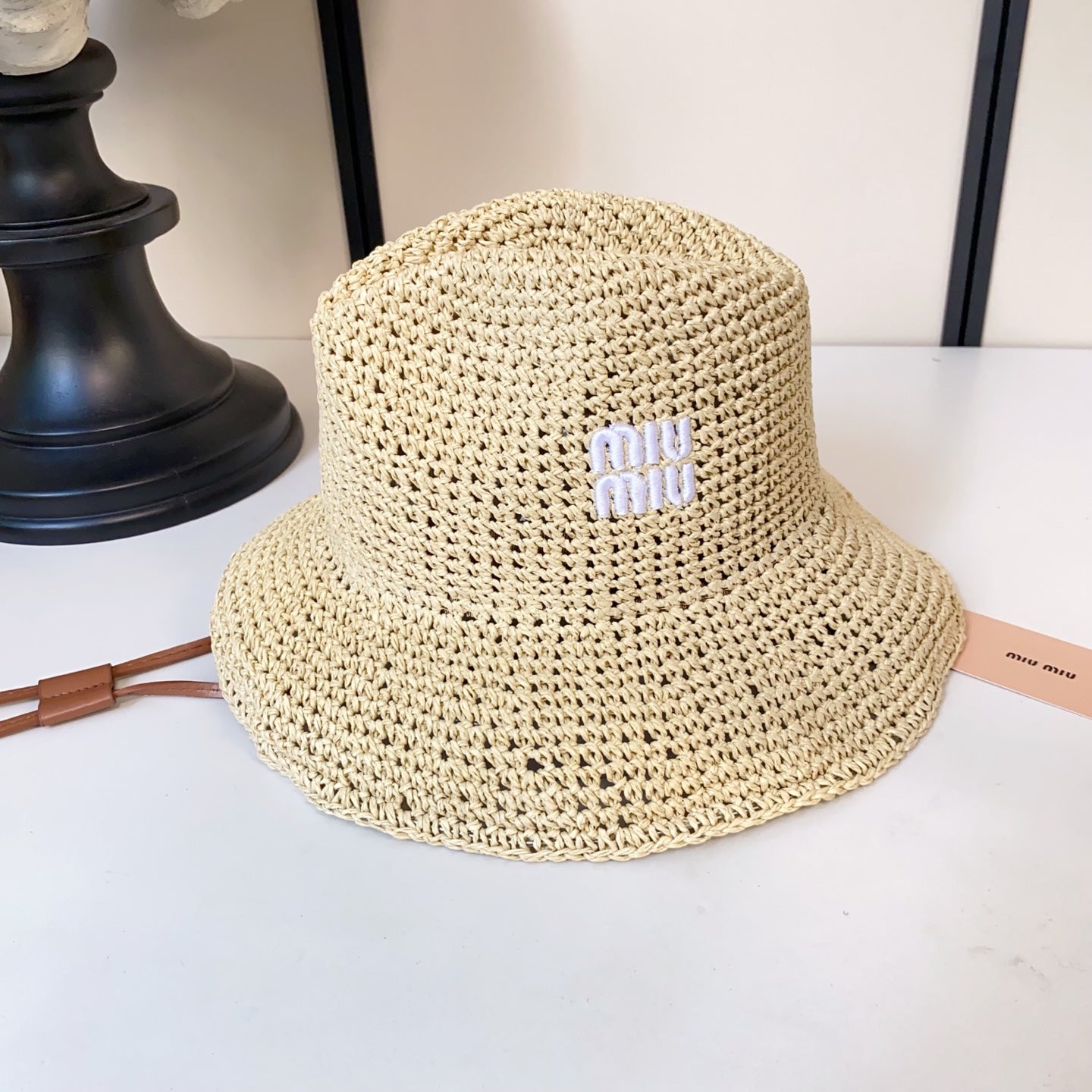 MIUMIU 26S CROCHET STRAW HAT 342173